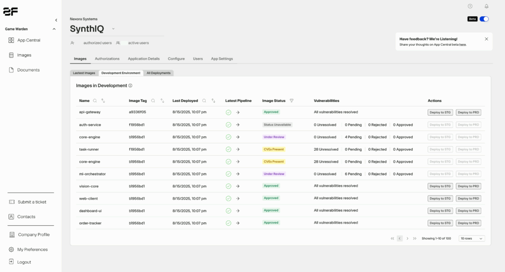 App Central Beta Dashboard Preview
